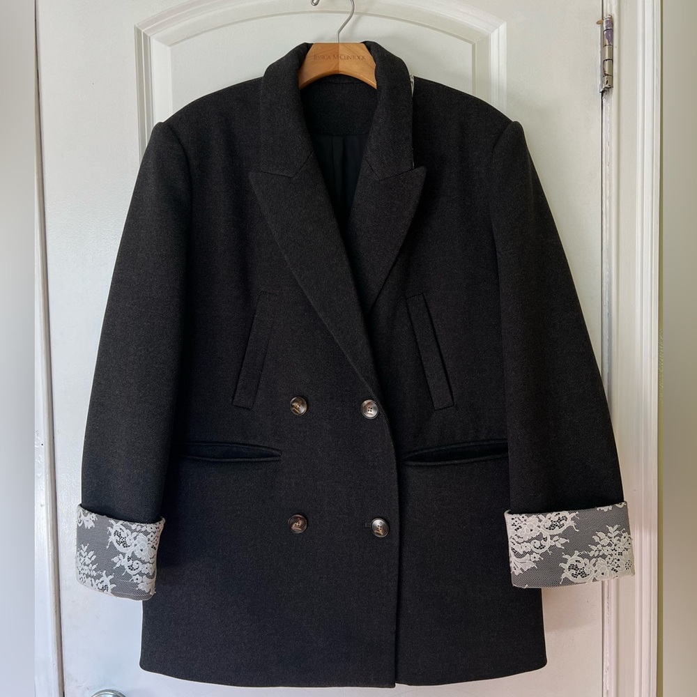 Elegant Black Double-Breasted Women's Coat
